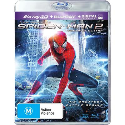 SPIDERMAN 2-RISE OF ELECTRO 3D BLURAY + BLURAYY VG+