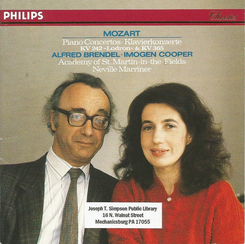 MOZART-PIANO CONCERTOS KV 242 LODRON & KV 365 COOPER BRENDEL CD VG+