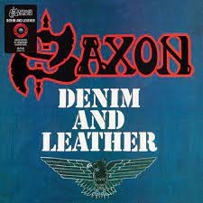 SAXON-DENIM & LEATHER RED/ BLACK SPLATTER VINYL LP *NEW*