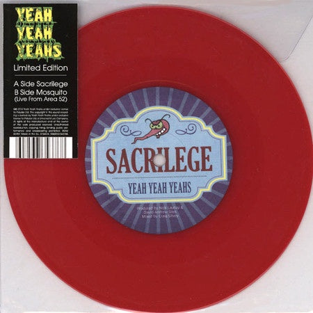 YEAH YEAH YEAHS-SACRILEGE LTD EDT RED VINYL 7" VG
