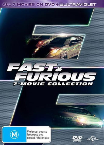 FAST & FURIOUS 7 MOVIE COLLECTION REGION 2+4 7DVD SET VG